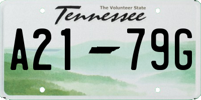 TN license plate A2179G
