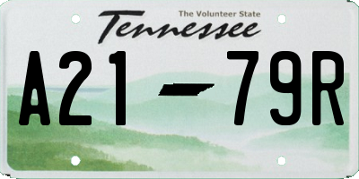 TN license plate A2179R