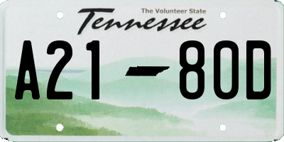 TN license plate A2180D