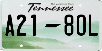 TN license plate A2180L