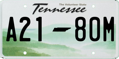 TN license plate A2180M