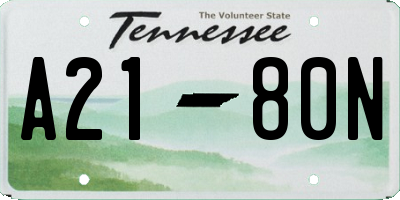 TN license plate A2180N
