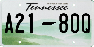 TN license plate A2180Q