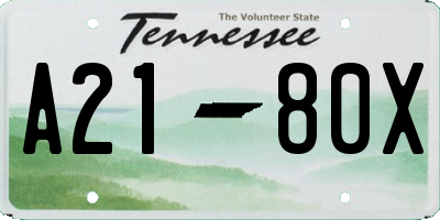 TN license plate A2180X