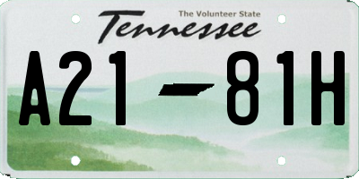 TN license plate A2181H