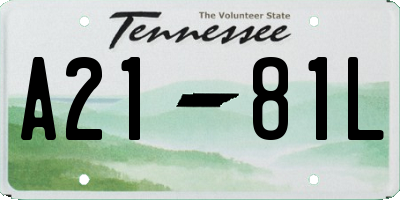 TN license plate A2181L
