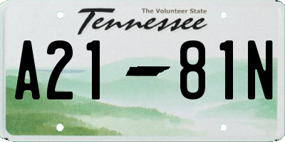 TN license plate A2181N