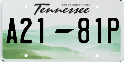 TN license plate A2181P
