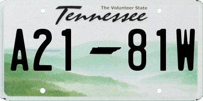 TN license plate A2181W