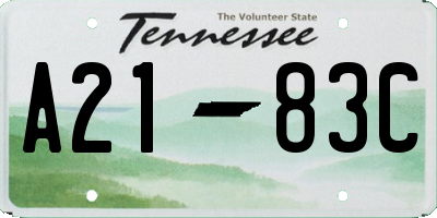 TN license plate A2183C