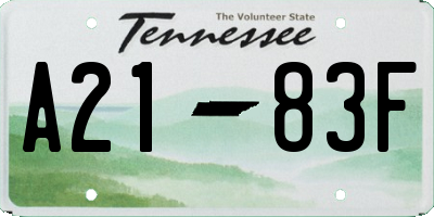 TN license plate A2183F