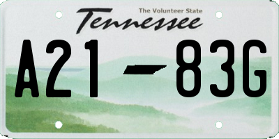 TN license plate A2183G