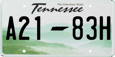 TN license plate A2183H