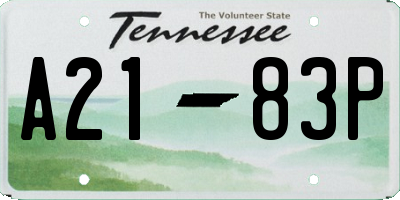 TN license plate A2183P
