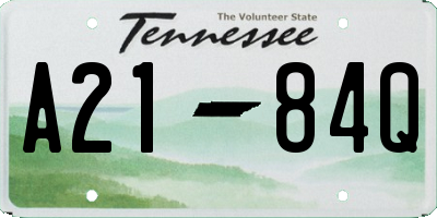 TN license plate A2184Q