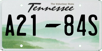 TN license plate A2184S