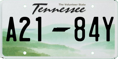 TN license plate A2184Y