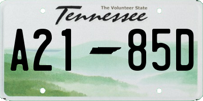 TN license plate A2185D