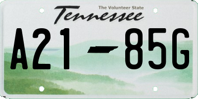 TN license plate A2185G