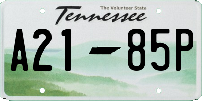 TN license plate A2185P