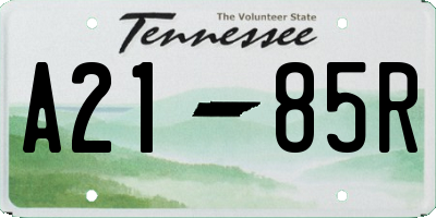 TN license plate A2185R