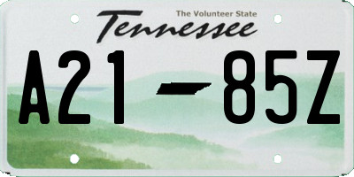 TN license plate A2185Z