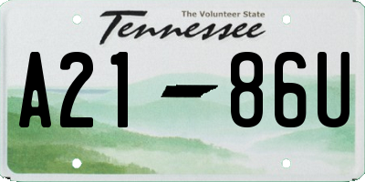 TN license plate A2186U