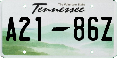 TN license plate A2186Z