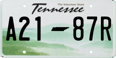 TN license plate A2187R