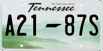 TN license plate A2187S