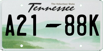 TN license plate A2188K