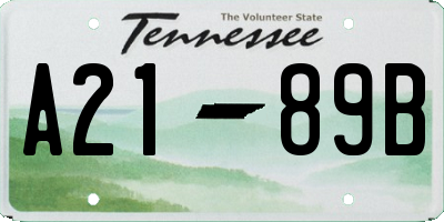 TN license plate A2189B
