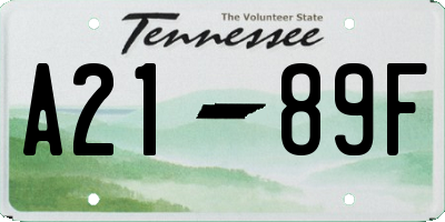 TN license plate A2189F