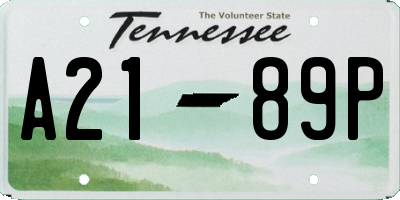 TN license plate A2189P