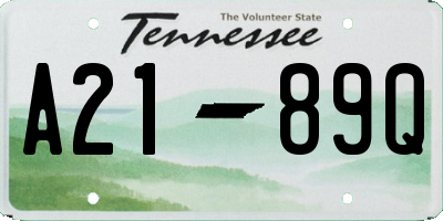 TN license plate A2189Q