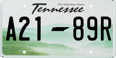 TN license plate A2189R