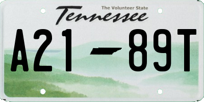 TN license plate A2189T