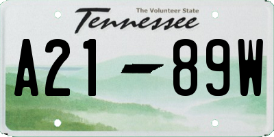 TN license plate A2189W