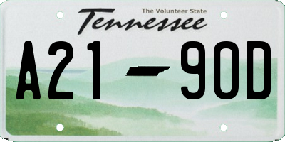 TN license plate A2190D