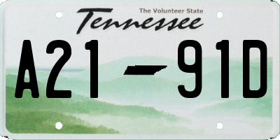 TN license plate A2191D