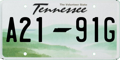 TN license plate A2191G