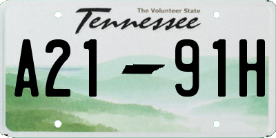 TN license plate A2191H