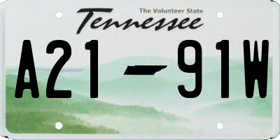 TN license plate A2191W