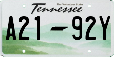 TN license plate A2192Y