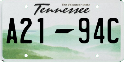 TN license plate A2194C