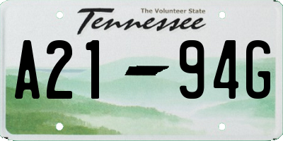 TN license plate A2194G