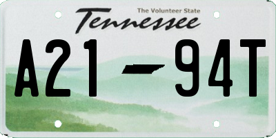 TN license plate A2194T