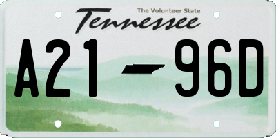 TN license plate A2196D