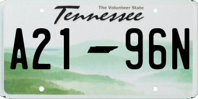 TN license plate A2196N