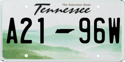 TN license plate A2196W